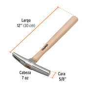Martillo 7 oz tapicero, mango 12', TRUPER