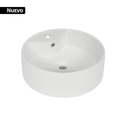 Lavabo de porcelana de sobreponer redondo, blanco, FOSET