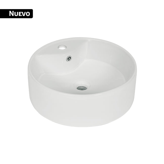 Lavabo de porcelana de sobreponer redondo, blanco, FOSET