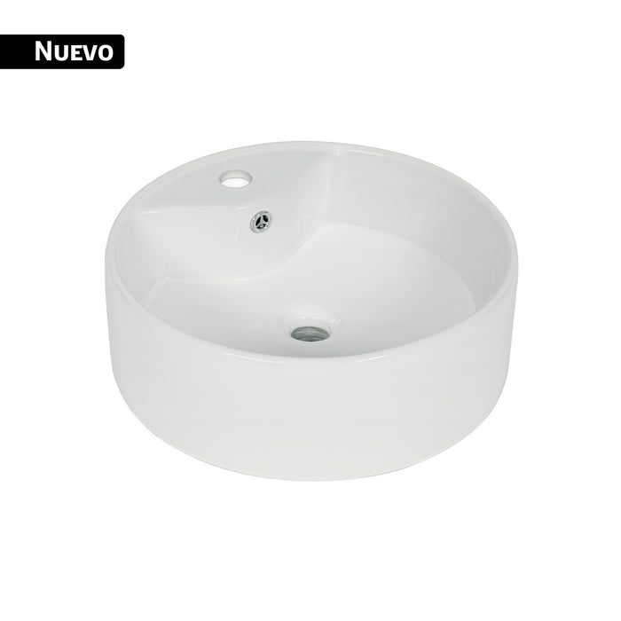 Lavabo de porcelana de sobreponer redondo, blanco, FOSET