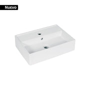 Lavabo de porcelana de sobreponer rectangular, blanco, FOSET