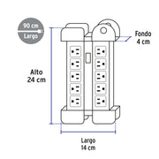 Multicontacto 14 AWG industrial supresor picos 10 entradas