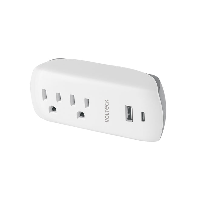 Multicontacto de pared, 2 contactos y 2 USB A+C, VOLTECK