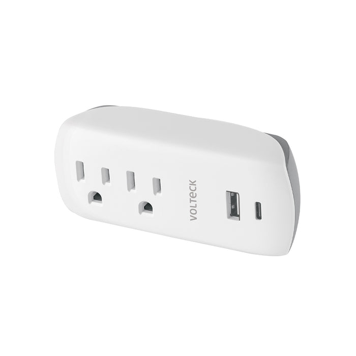 Multicontacto de pared, 2 contactos y 2 USB A+C, VOLTECK
