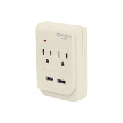 Multicontacto, 2 entradas y 2 entradas USB, 2 polos + tierra