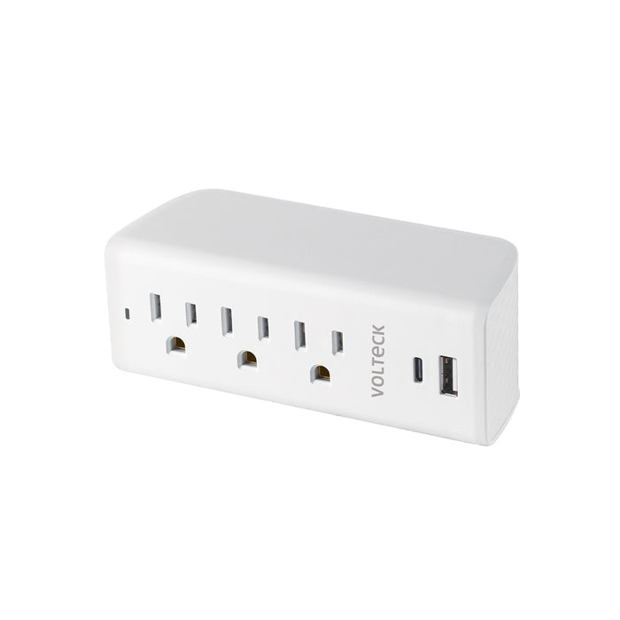 Multicontacto de pared, 3 contactos y 2 USB A+C, VOLTECK