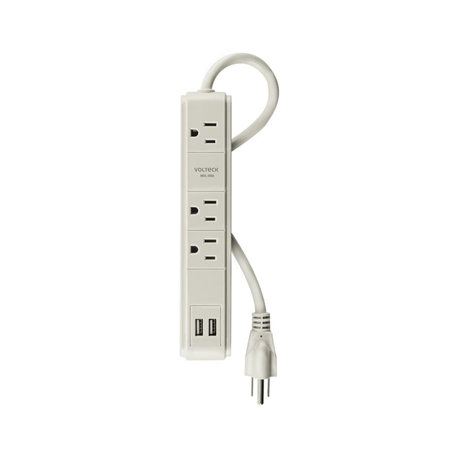 Multicontacto 16 AWG 3 entradas 2 puertos USB supresor 300 J