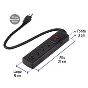 Multicontacto doméstico con 4 entradas, negro, VOLTECK