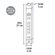 Multicontacto 14 AWG industrial supresor de picos 6 entradas