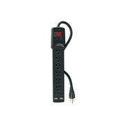 Multicontacto 14 AWG 6 entradas, 2 puertos USB, 850 J, negro