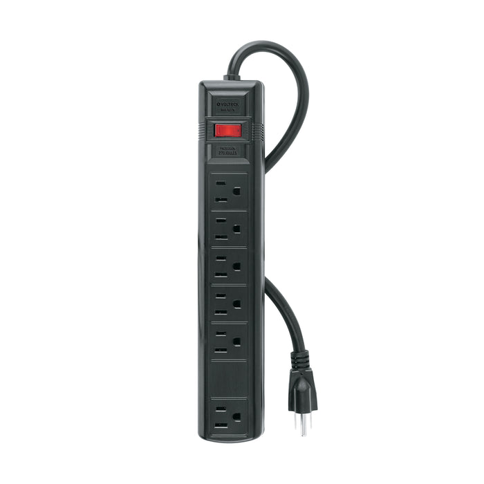 Multicontacto uso rudo 6 entradas sup. de picos 270 J, negro