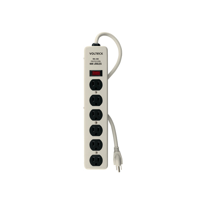 Multicontacto 14 AWG 6 entradas supresor de picos 600 joules