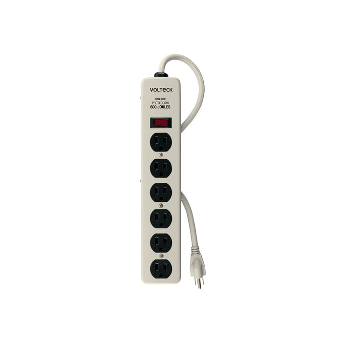 Multicontacto 14 AWG 6 entradas supresor de picos 600 joules