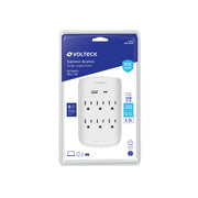 Multicontacto de pared, 800 Joules, 6 contactos y 2 USB A+C