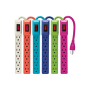 Multicontacto 16 AWG doméstico 6 entradas, colores a granel