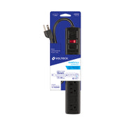 Multicontacto 16 AWG doméstico con 6 entradas, negro VOLTECK