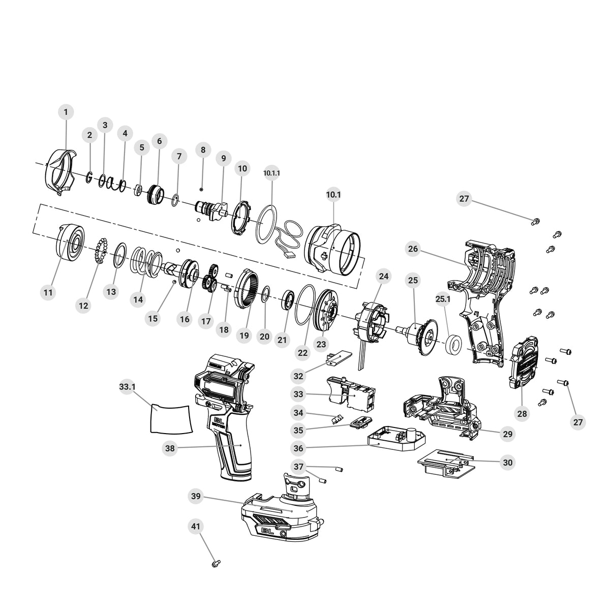 Destornillador de impacto 1/4' 20V 2baterías 2Ah, INDUSTRIAL