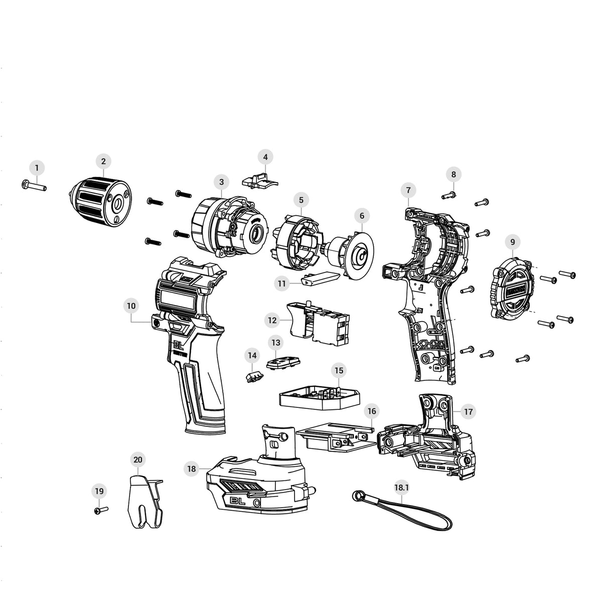 Rotomartillo/destornillador 1/2', 20V, 70Nm, sin accesorios