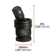 Nudo universal para dados de impacto cuadro 3/4', TRUPER