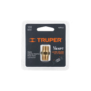 Niple de latón, macho-macho, cuerda 1/4' NPT, TRUPER