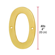 Número 0 de latón sólido 4', latón brillante, HERMEX