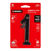 Número 1 de latón sólido 4', negro, HERMEX