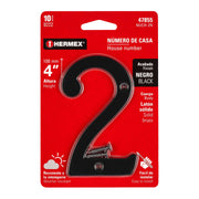 Número 2 de latón sólido 4', negro, HERMEX