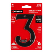 Número 3 de latón sólido 4', negro, HERMEX