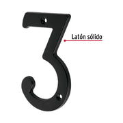 Número 3 de latón sólido 4', negro, HERMEX