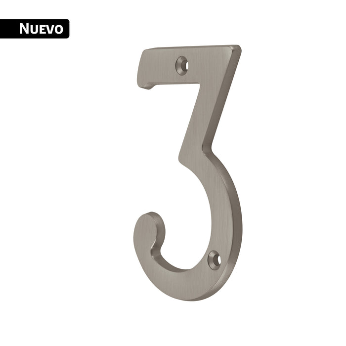 Número 3 de latón sólido 4', níquel satín, HERMEX