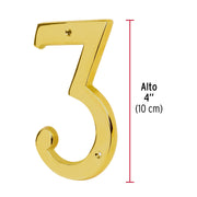 Número 3 de latón sólido 4', latón brillante, HERMEX