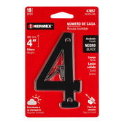 Número 4 de latón sólido 4', negro, HERMEX