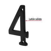 Número 4 de latón sólido 4', negro, HERMEX