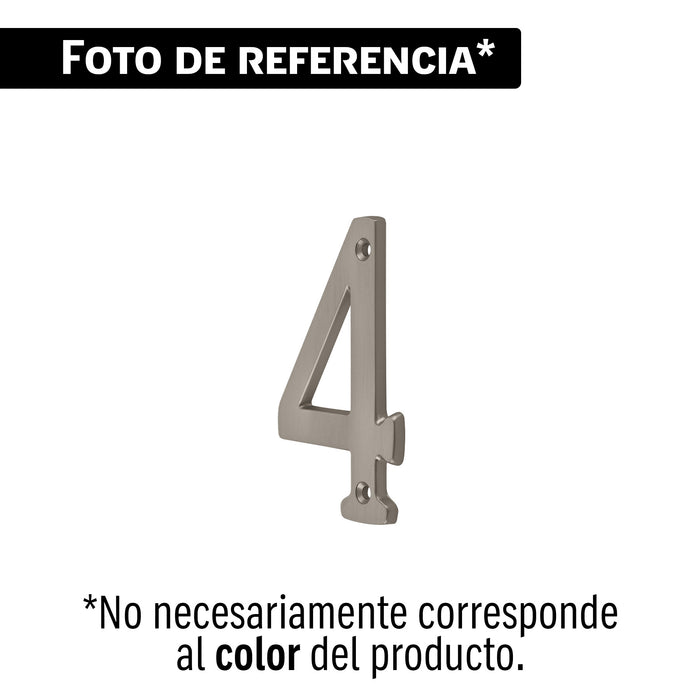 Número 4 de latón sólido 4', níquel satín, HERMEX