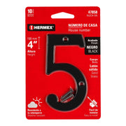 Número 5 de latón sólido 4', negro, HERMEX