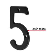 Número 5 de latón sólido 4', negro, HERMEX