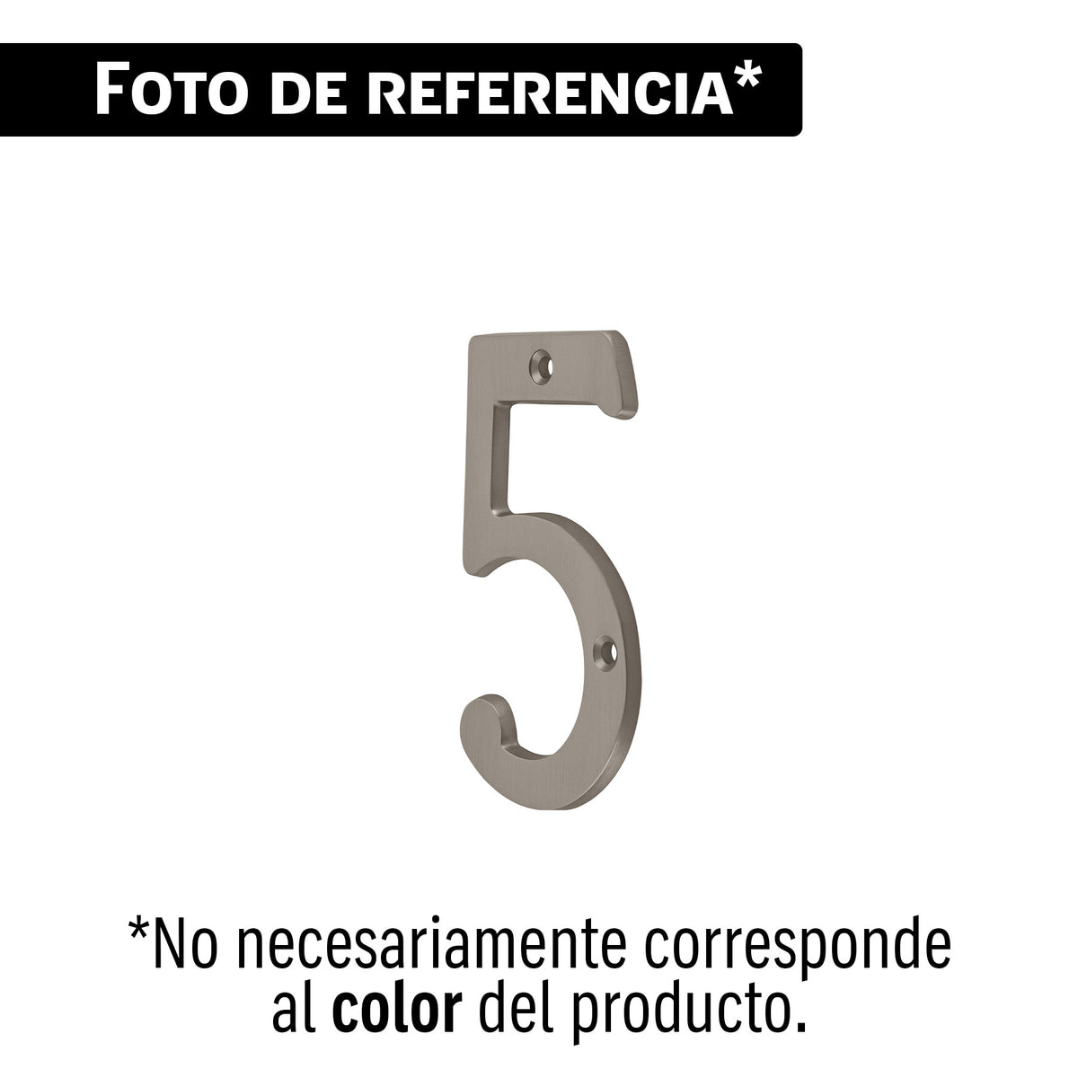Número 5 de latón sólido 4', níquel satín, HERMEX