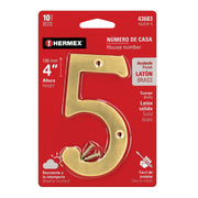 Número 5 de latón sólido 4', latón brillante, HERMEX