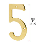 Número 5 de latón sólido 4', latón brillante, HERMEX