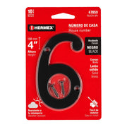 Número 6 de latón sólido 4', negro, HERMEX