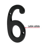 Número 6 de latón sólido 4', negro, HERMEX