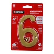 Número 6 de latón sólido 4', latón brillante, HERMEX