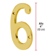 Número 6 de latón sólido 4', latón brillante, HERMEX