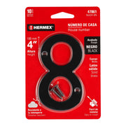 Número 8 de latón sólido 4', negro, HERMEX