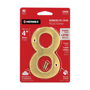 Número 8 de latón sólido 4', latón brillante, HERMEX