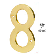 Número 8 de latón sólido 4', latón brillante, HERMEX