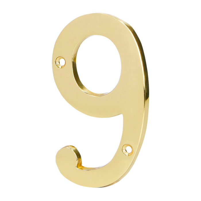 Número 9 de latón sólido 4', latón brillante, HERMEX
