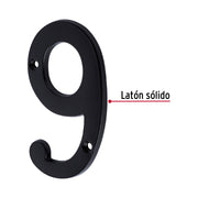 Número 9 de latón sólido 4', negro, HERMEX