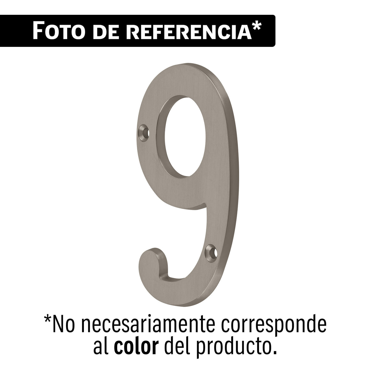 Número 9 de latón sólido 4', níquel satín, HERMEX