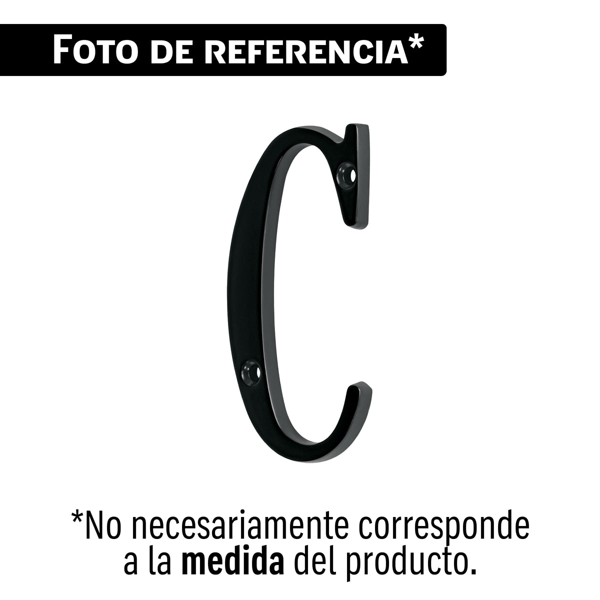 Letra C de latón sólido 4', negro, HERMEX